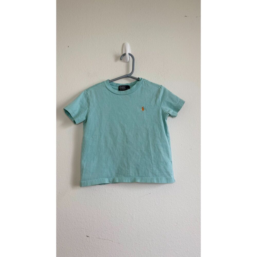 Polo Ralph Lauren Boys 3T T Shirt Aqua Blue Orange Pony Logo Short Sleeve